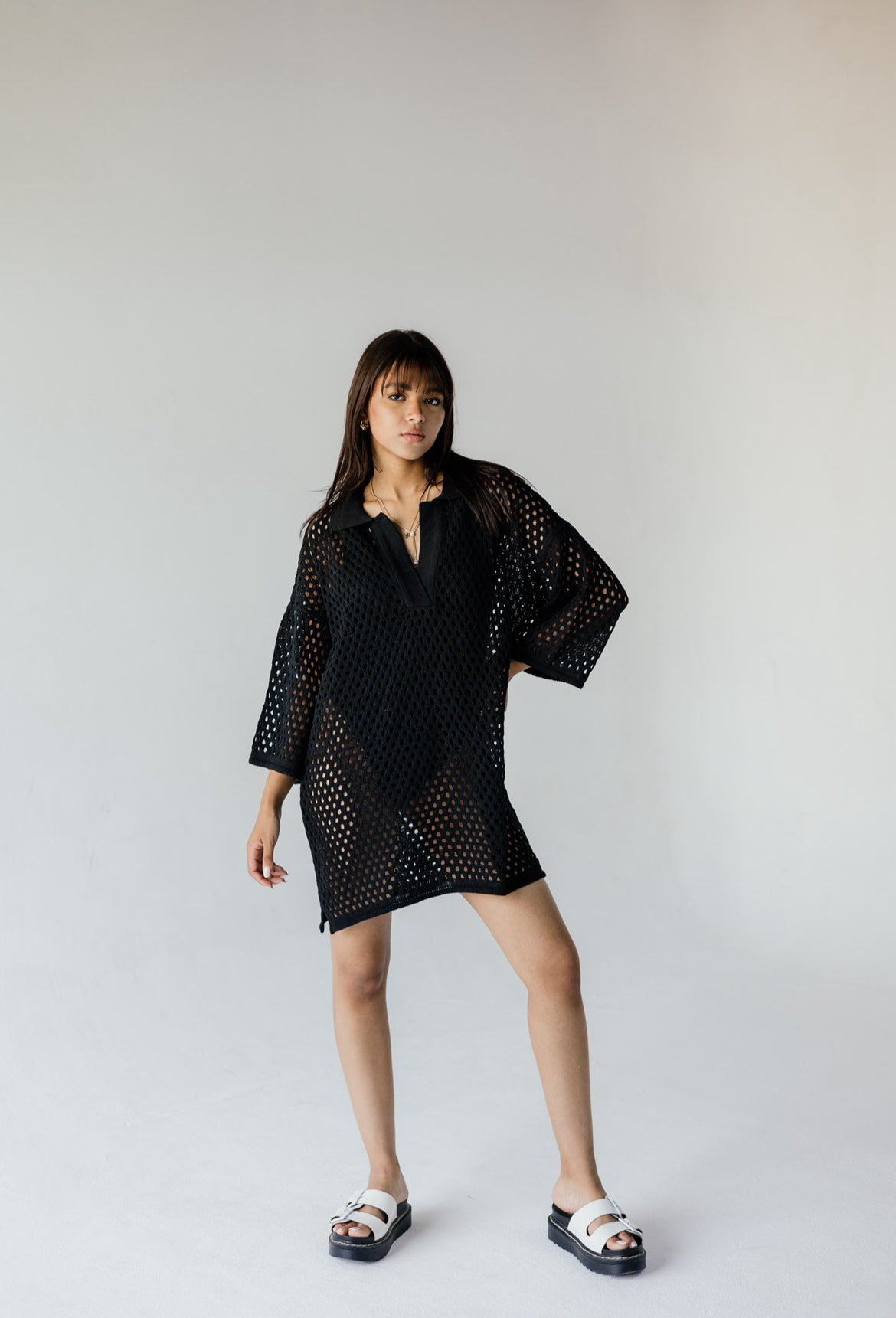 Black Crochet Oversized Shirt