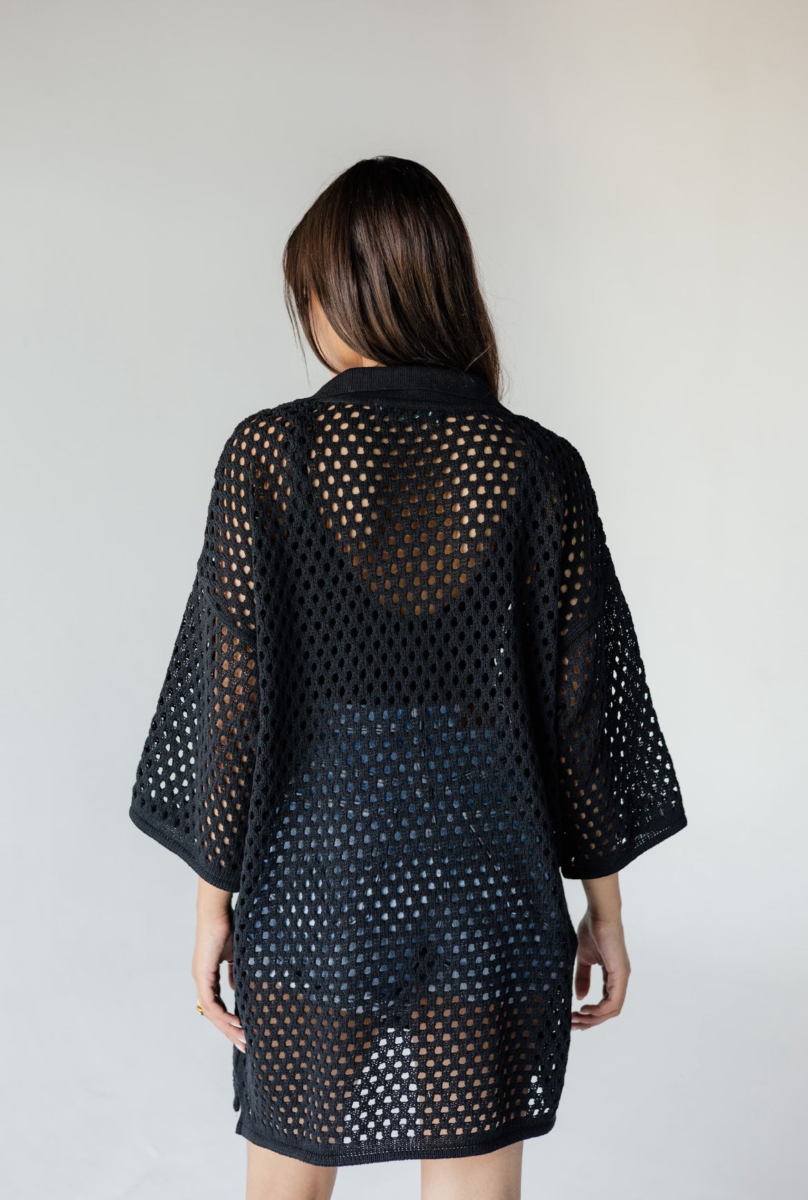 Black Crochet Oversized Shirt