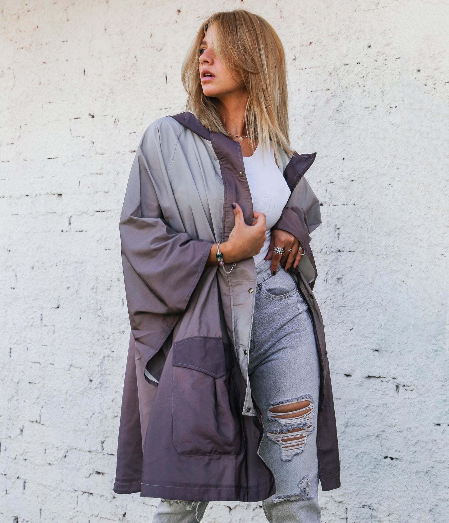 Gradient Waterproof Cape - Brown