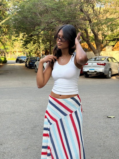 Harbor Striped Crochet Skirt
