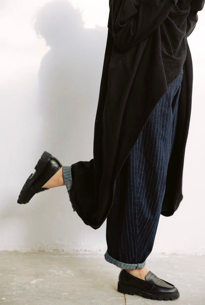 Melton Everyday Asymmetrical Cardigan in Black