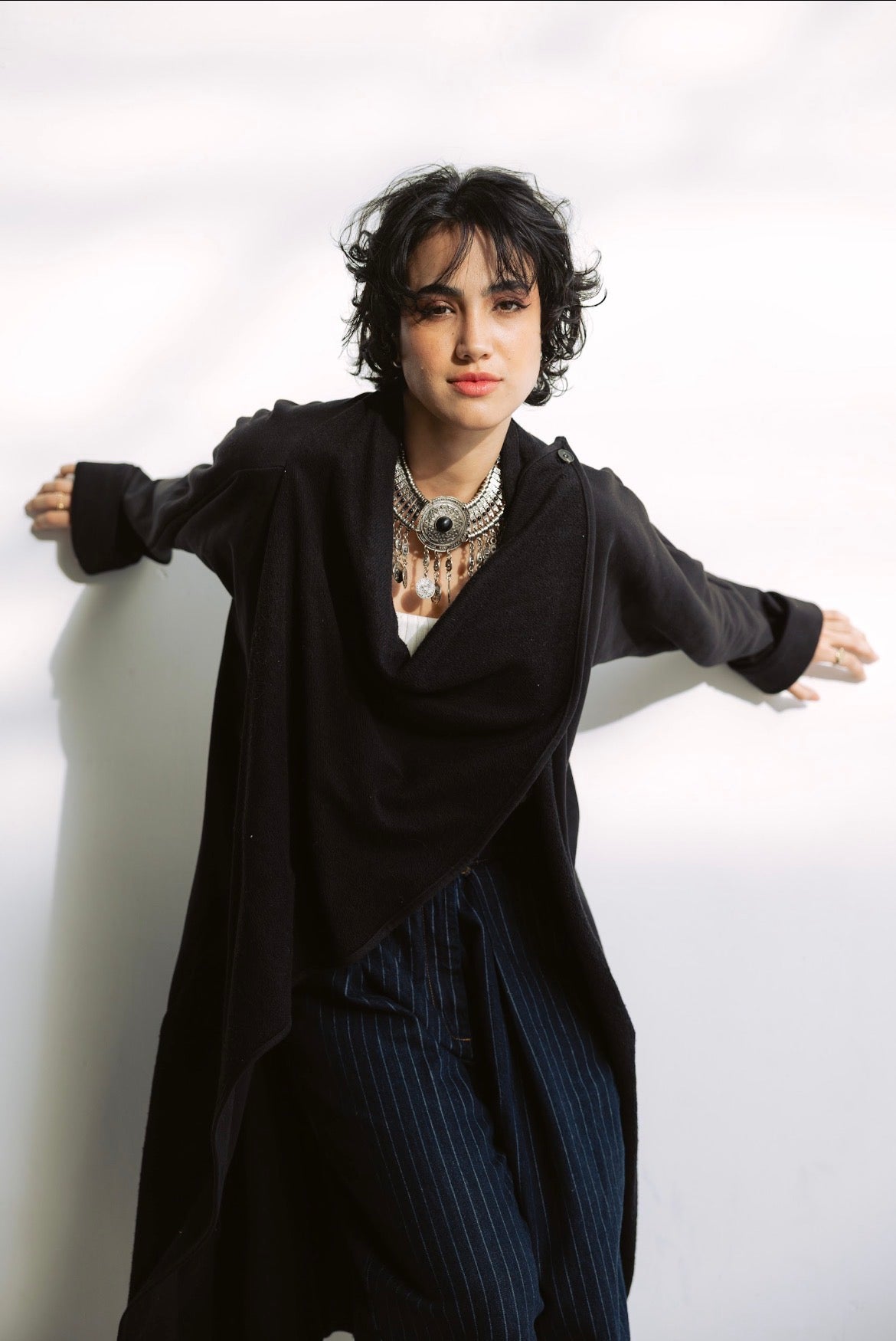 Melton Everyday Asymmetrical Cardigan in Black