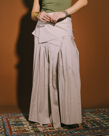 Camellia Pleated Skirt in Beige