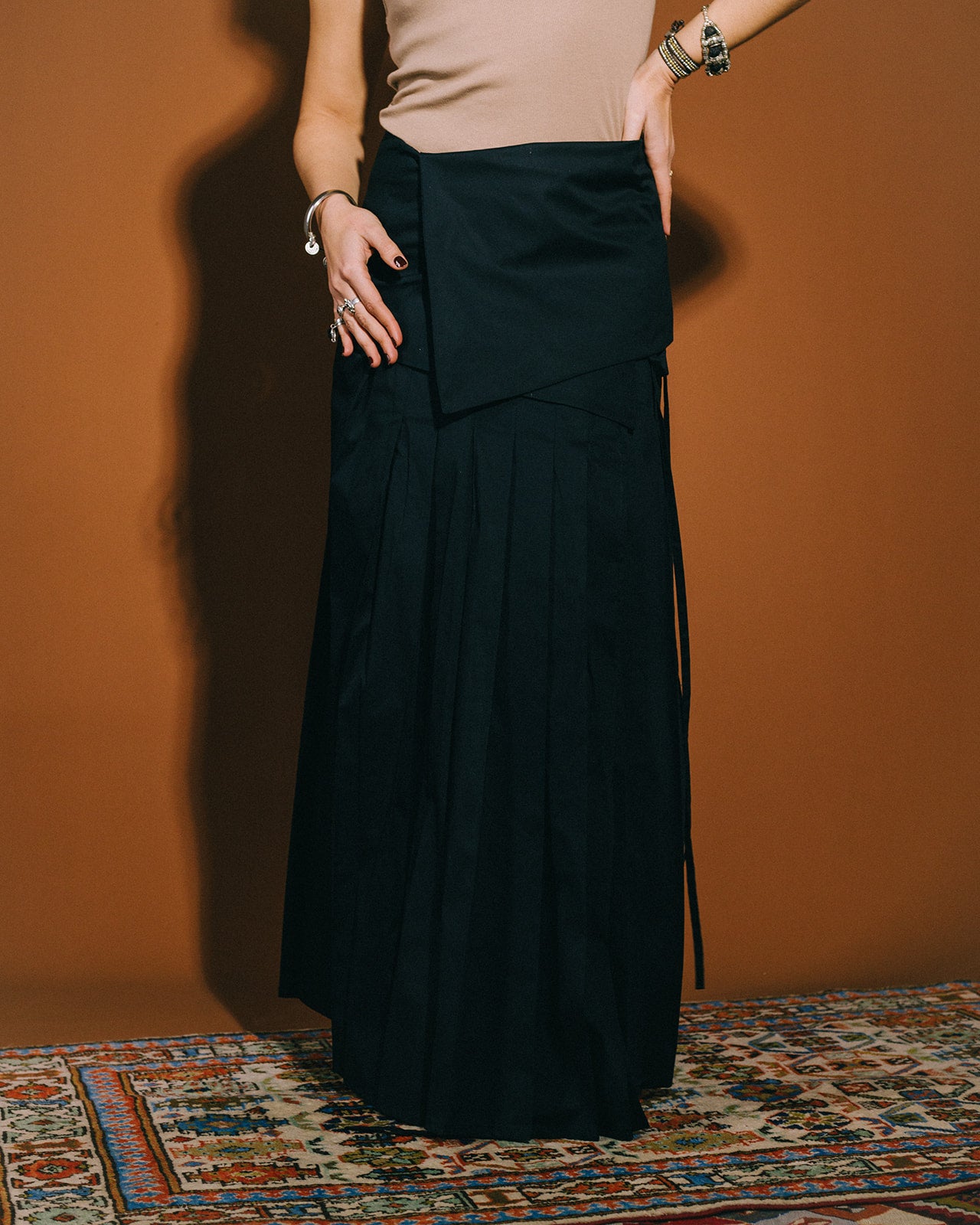 Camellia Pleated Skirt in Black