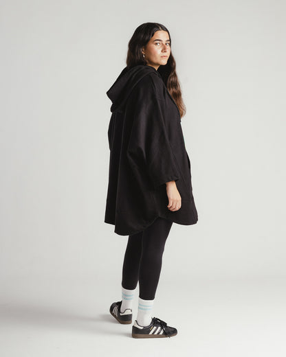 Handwoven Drawstring Hoodie in Black