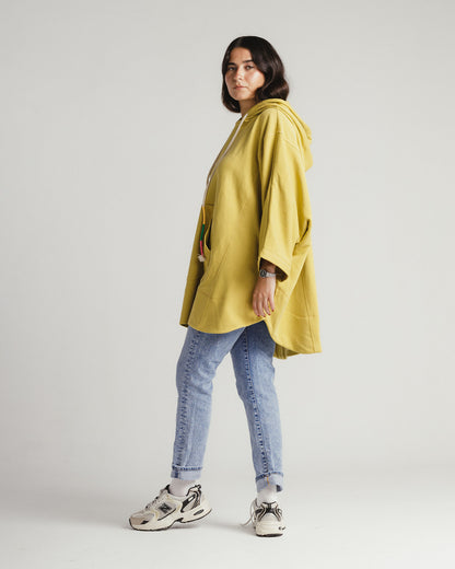 Handwoven Drawstring Hoodie in Apple Green