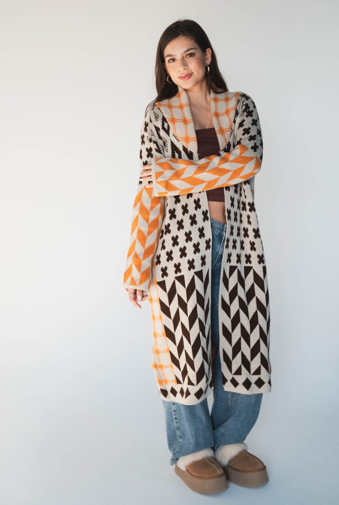 Boho Patchwork Knit Duster