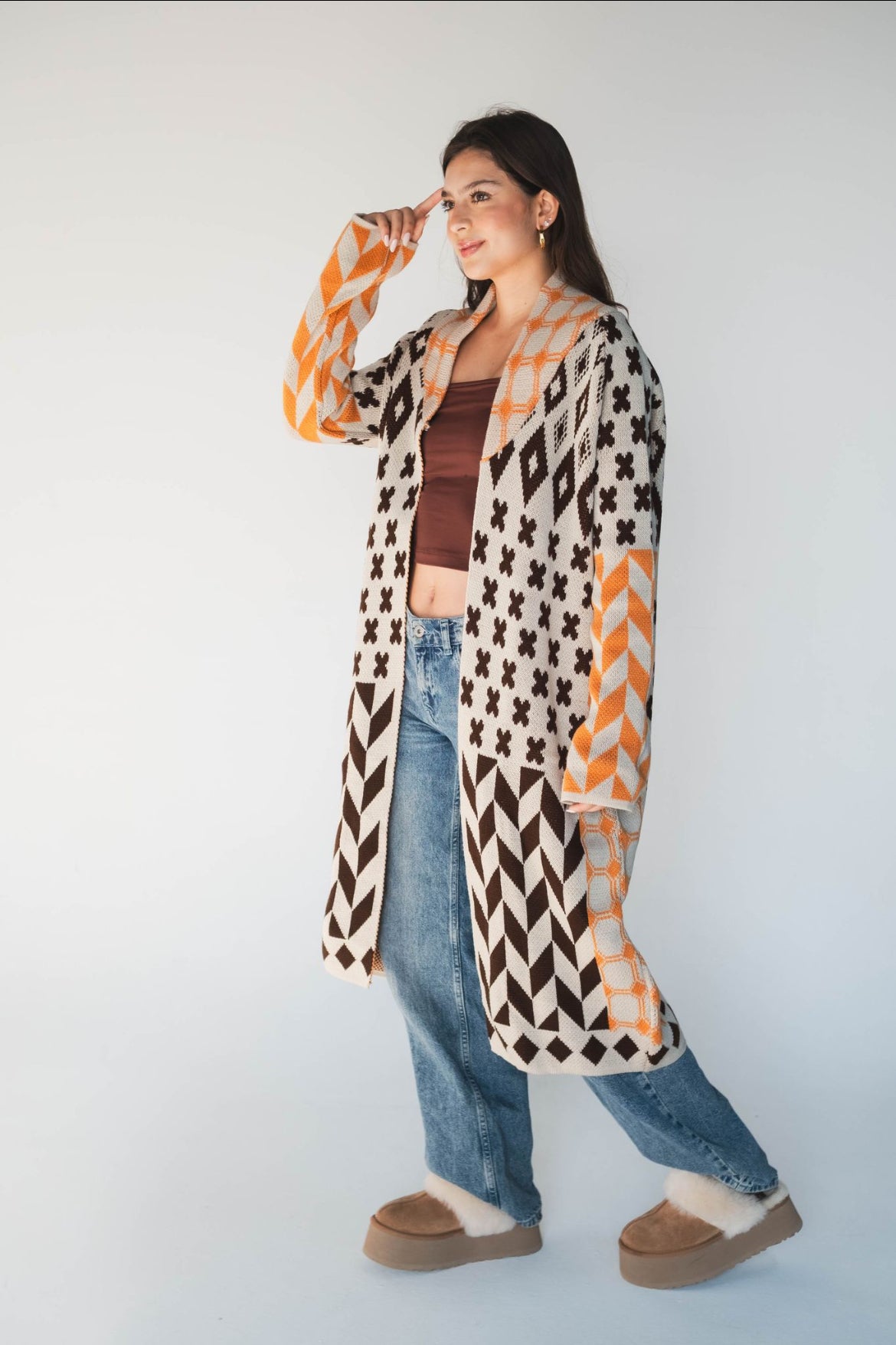 Boho Patchwork Knit Duster