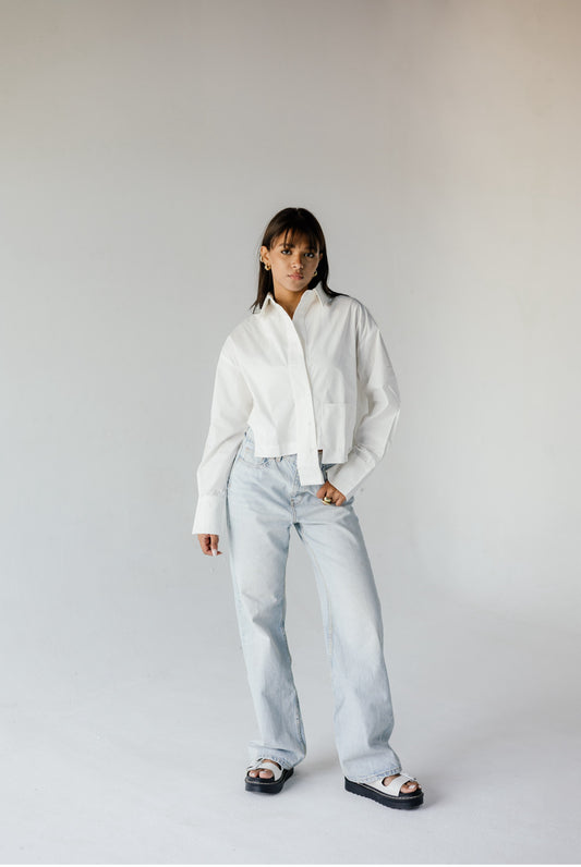 Cropped Poplin Shirt - White