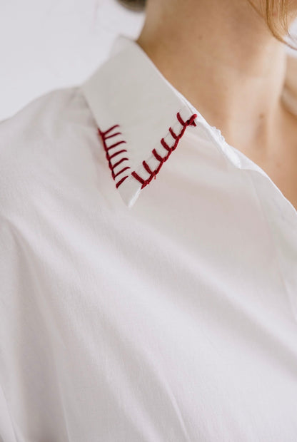 The Structured Tie Shirt in Offwhite