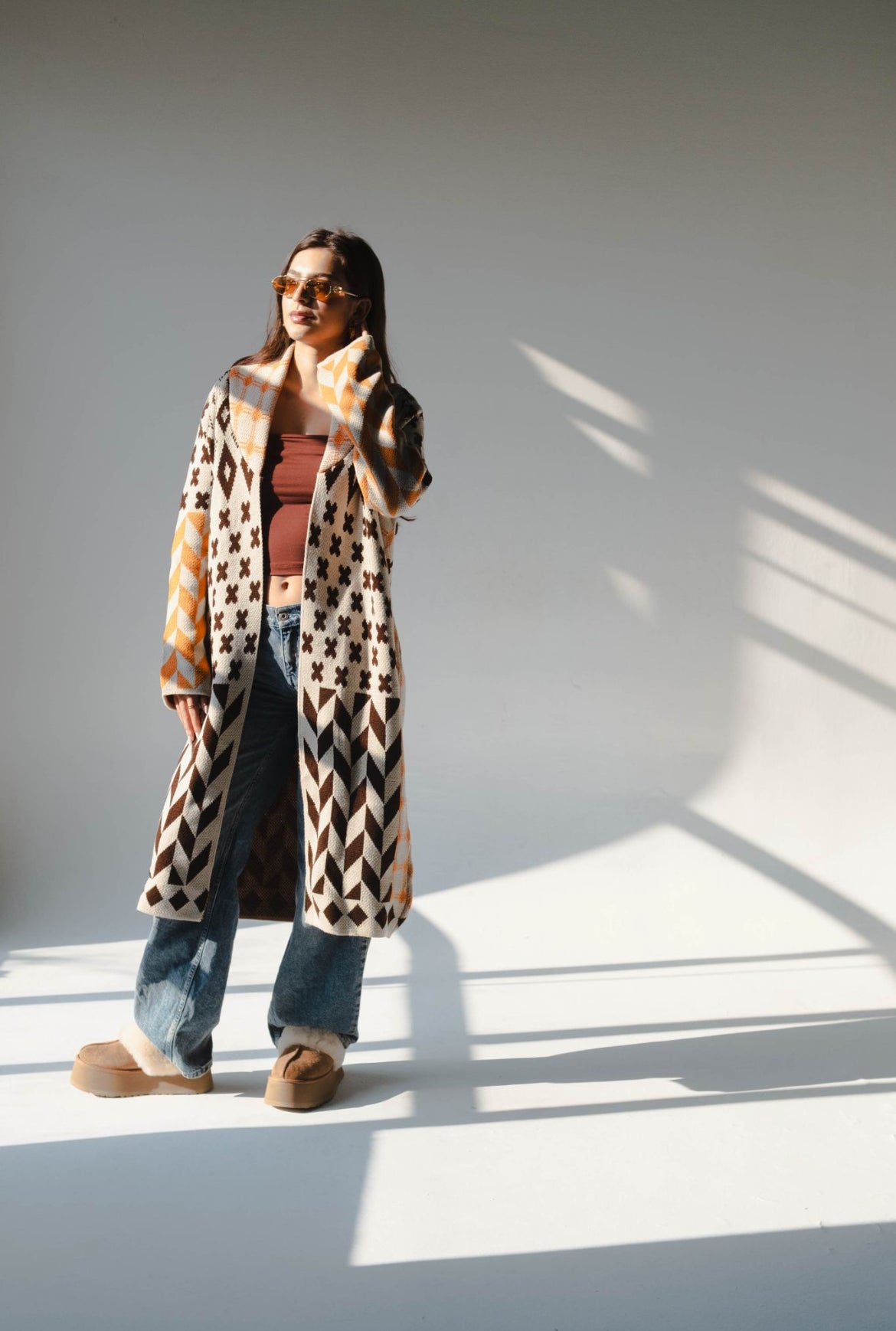 Boho Patchwork Knit Duster