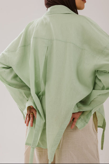 Drawstring Lemon Green Shirt