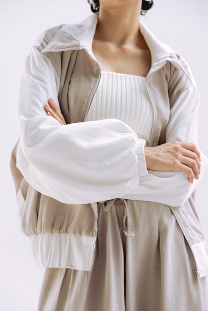 Ivory Edge Jacket in Beige x White