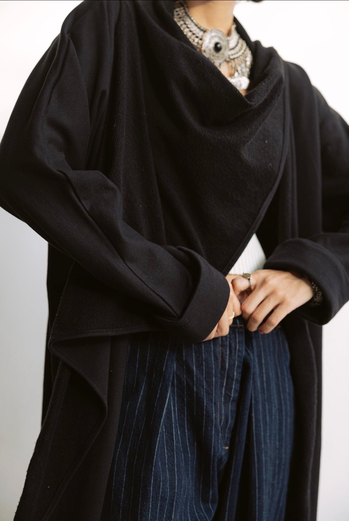 Melton Everyday Asymmetrical Cardigan in Black