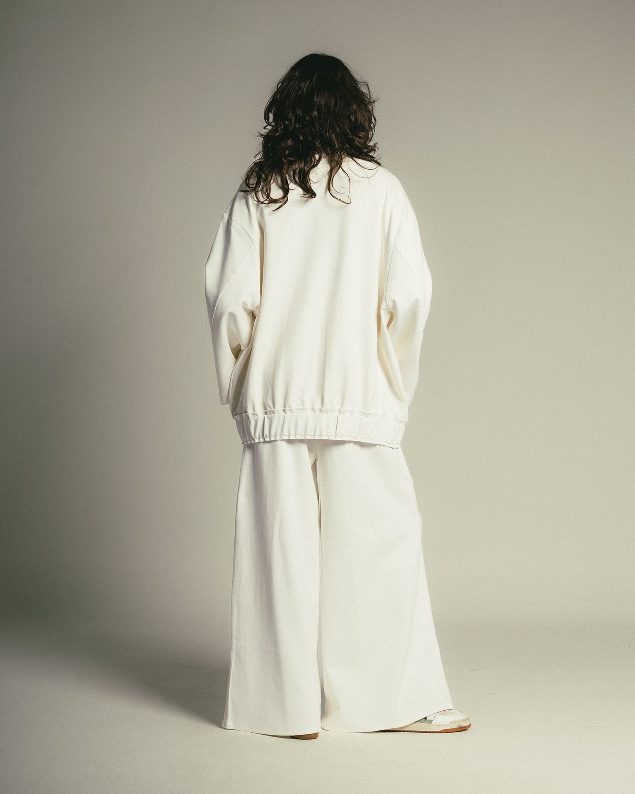 Modal Set with Oversize Jacket and Loose Fit Pants in White