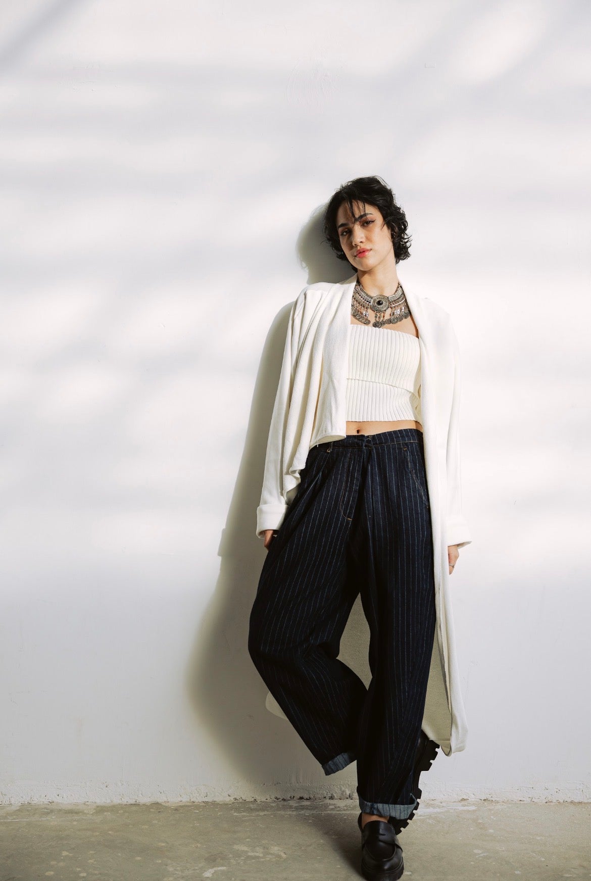 Melton Everyday Asymmetrical Cardigan in White