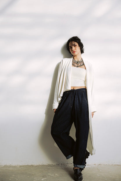 Melton Everyday Asymmetrical Cardigan in White