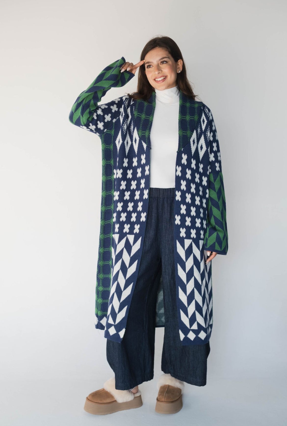 Boho Patchwork Knit Duster