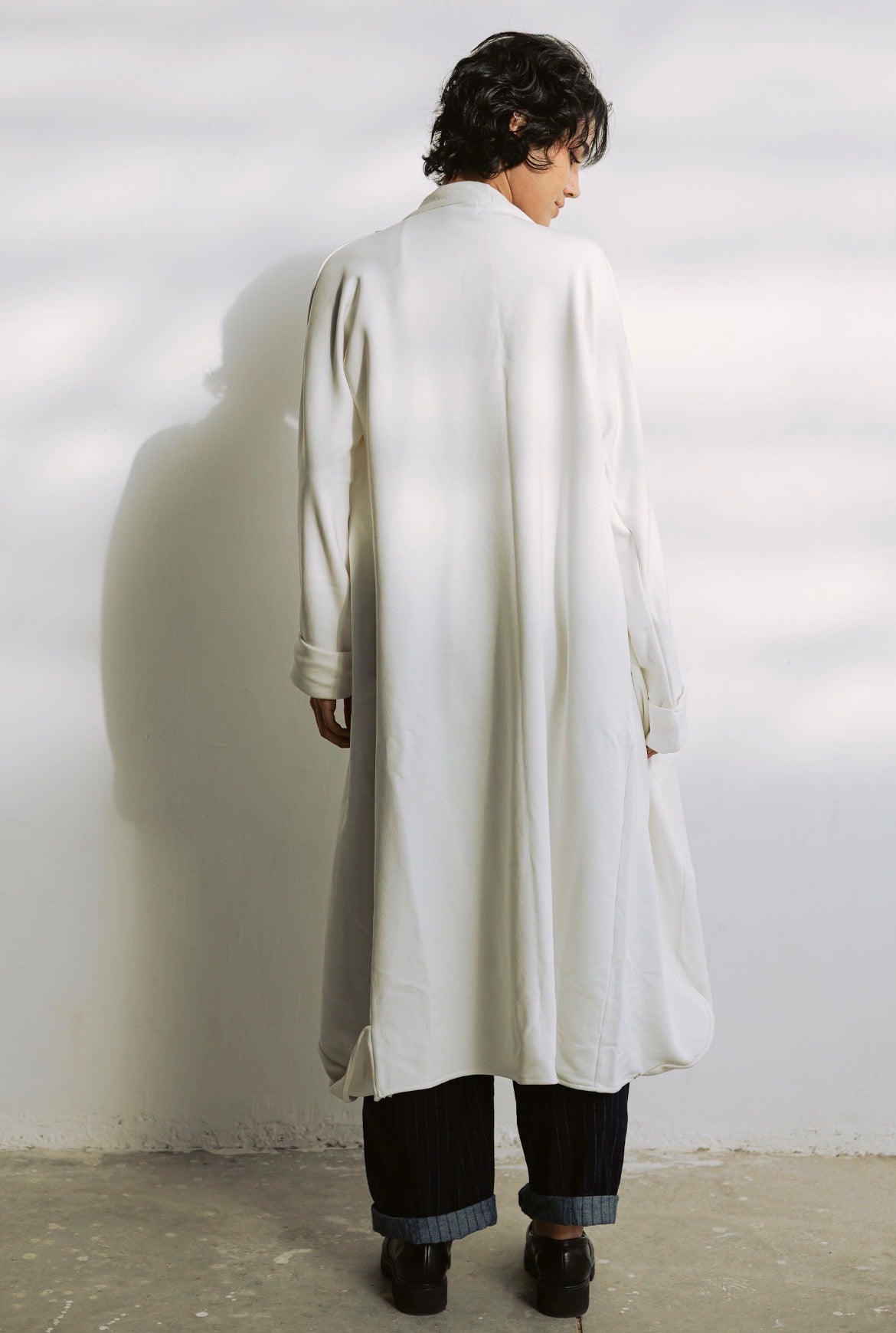 Melton Everyday Asymmetrical Cardigan in White
