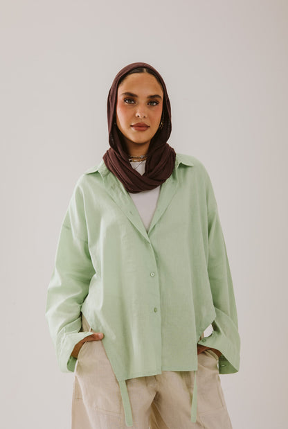 Drawstring Lemon Green Shirt