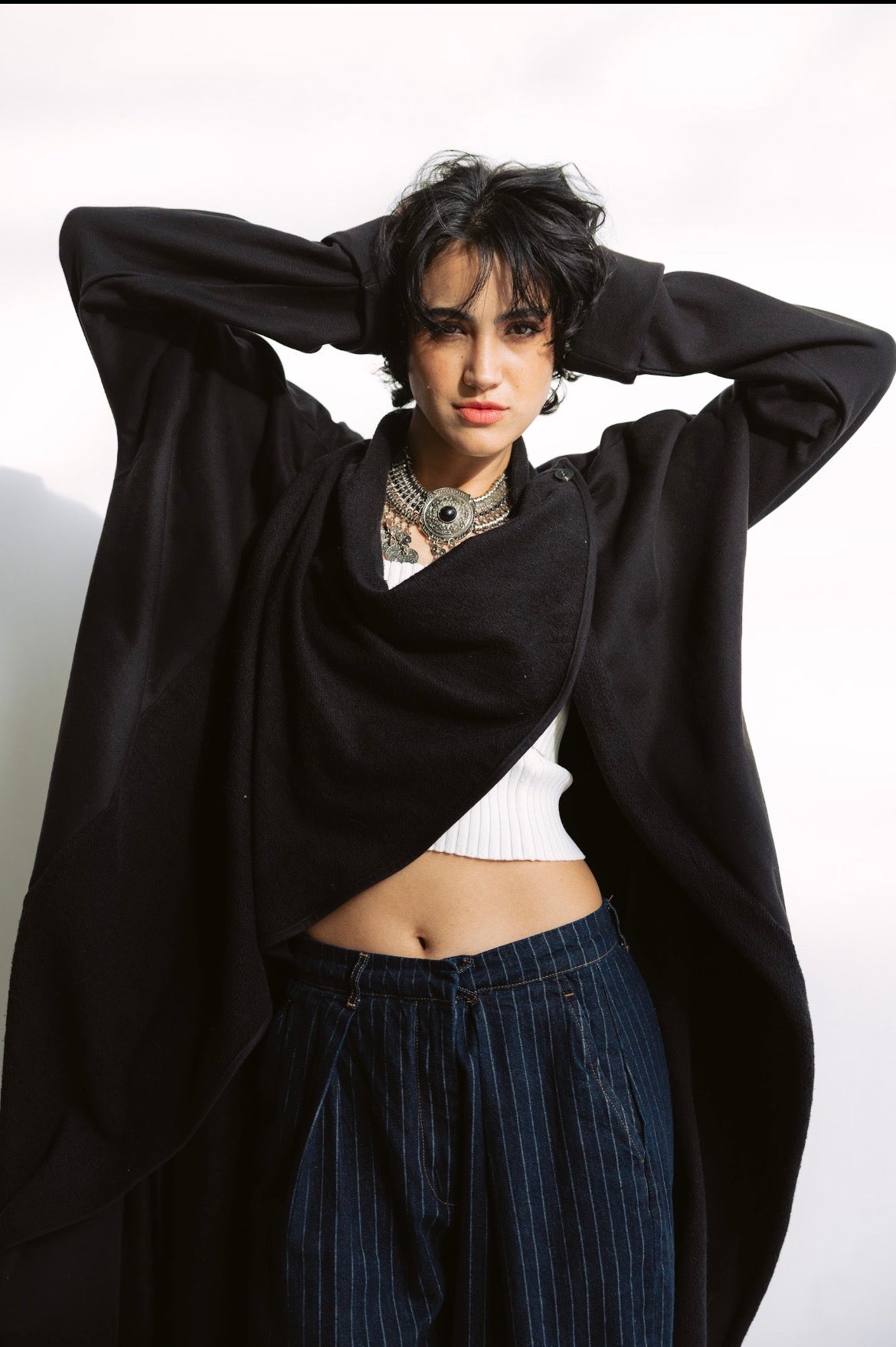 Melton Everyday Asymmetrical Cardigan in Black