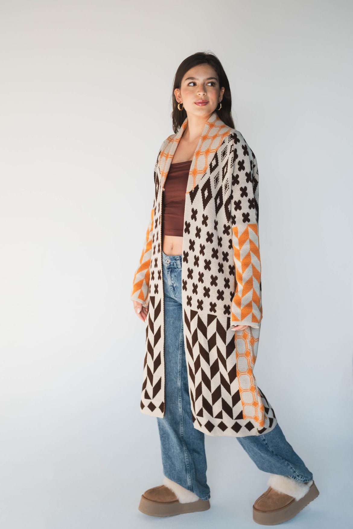 Boho Patchwork Knit Duster