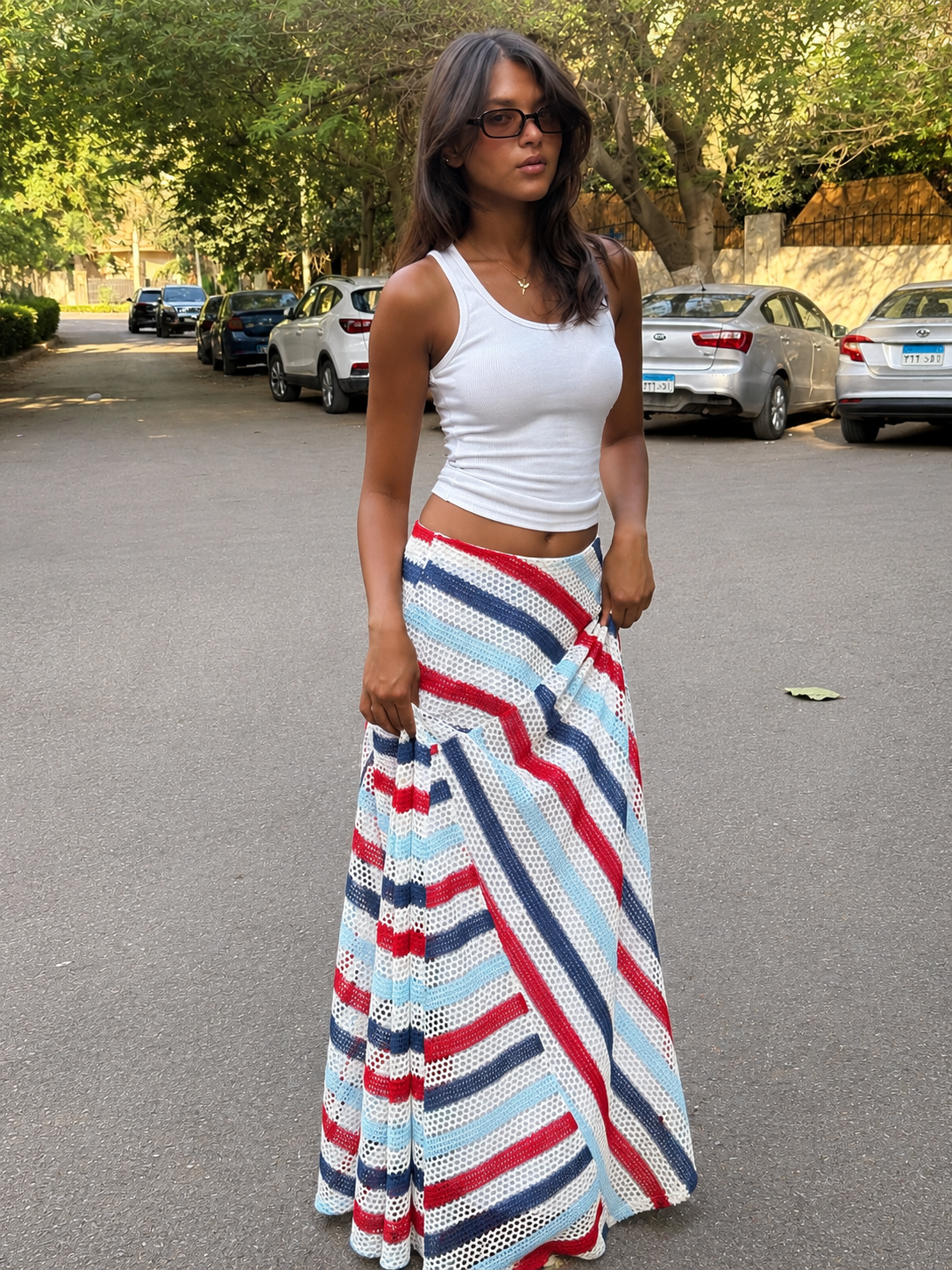 Harbor Striped Crochet Skirt