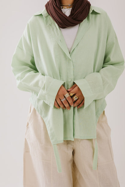 Drawstring Lemon Green Shirt
