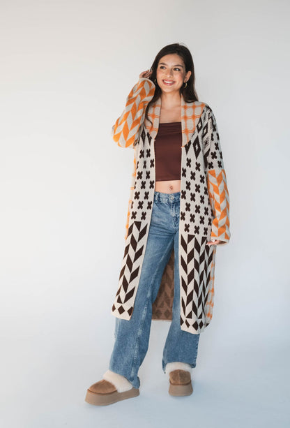 Boho Patchwork Knit Duster