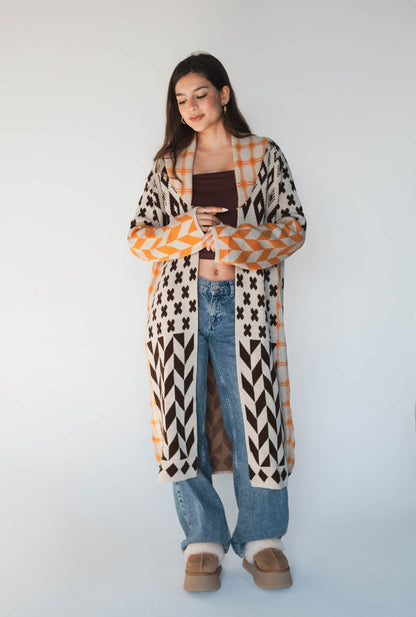 Boho Patchwork Knit Duster
