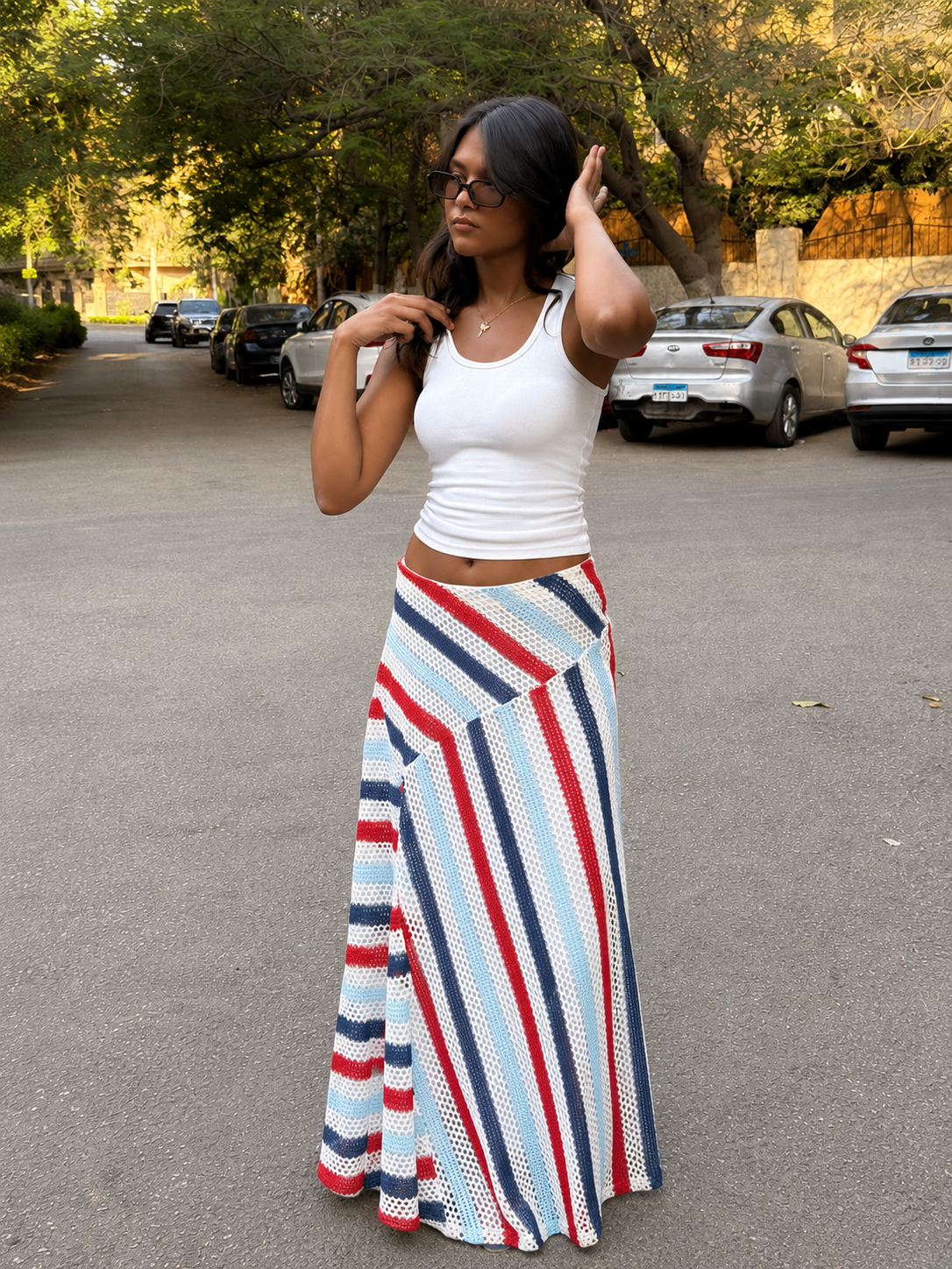 Harbor Striped Crochet Skirt