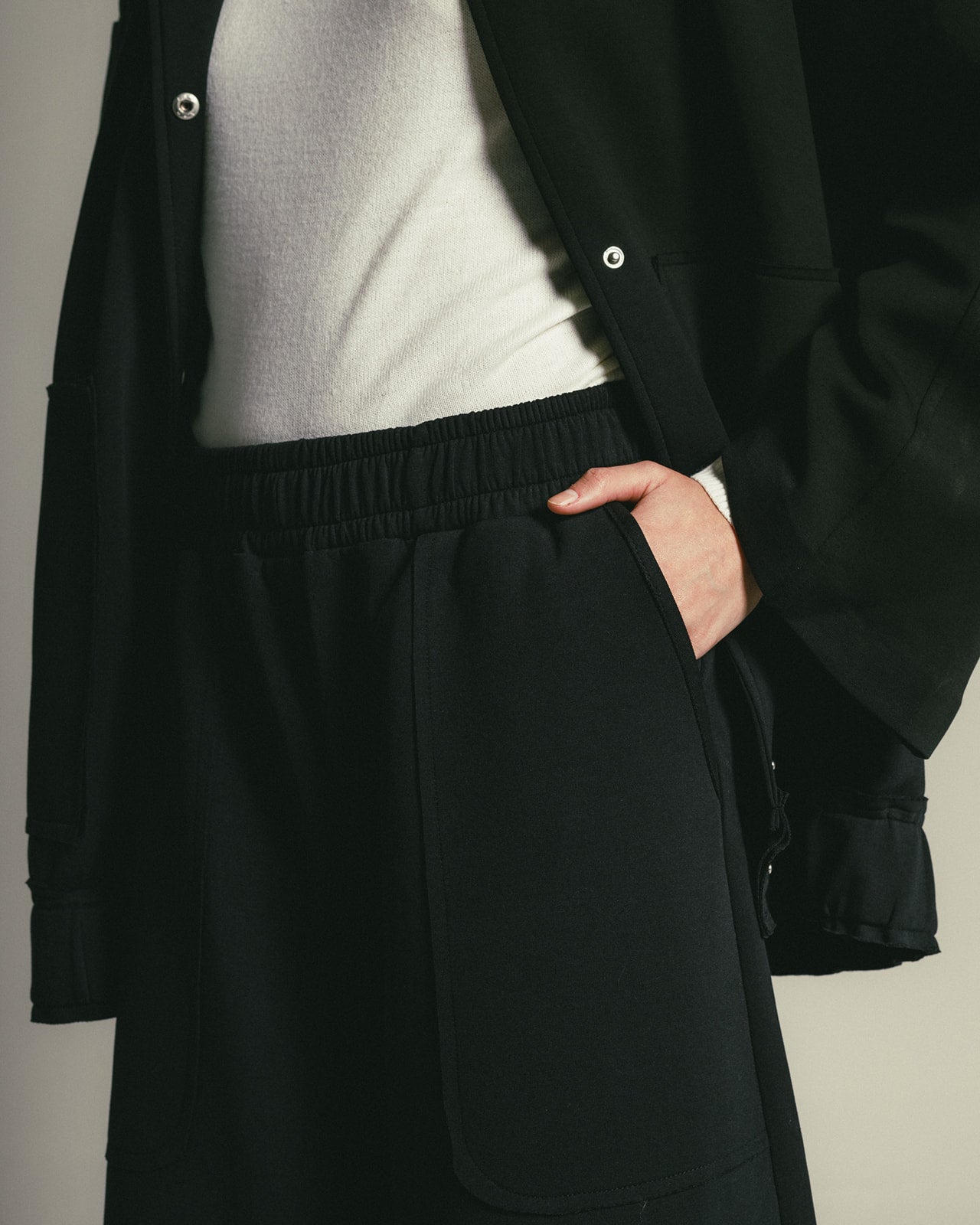 Modal Set with Oversize Jacket and Loose Fit Pants in Black