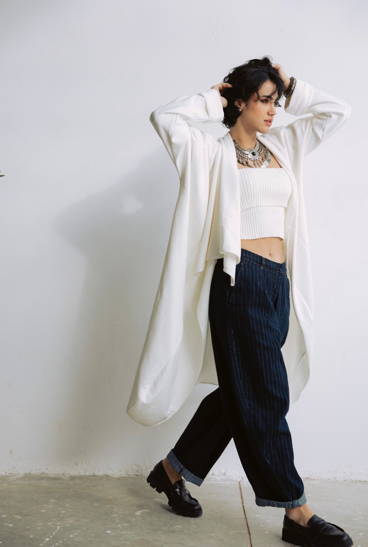 Melton Everyday Asymmetrical Cardigan in White