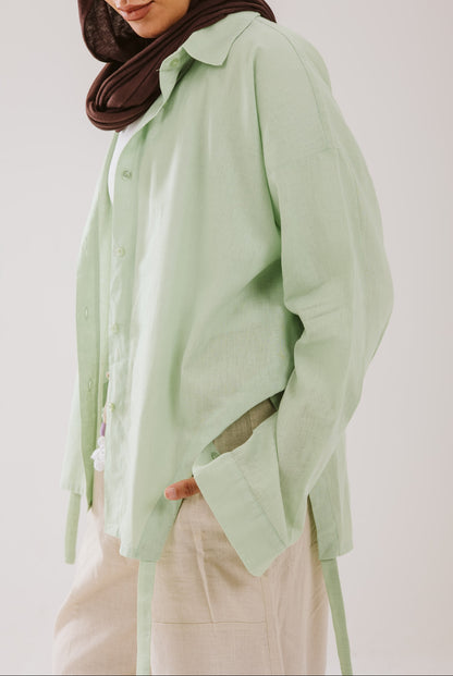 Drawstring Lemon Green Shirt