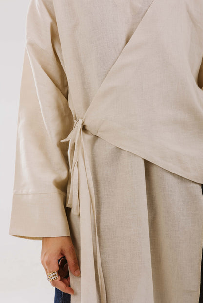 Asymmetrical Linen Shirt in Beige