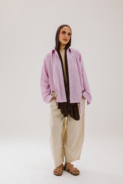 Drawstring Lilac Shirt