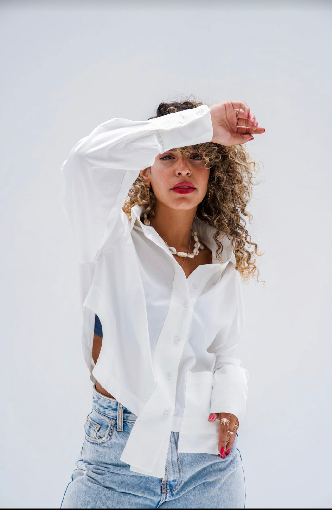 Cropped Poplin Shirt - White