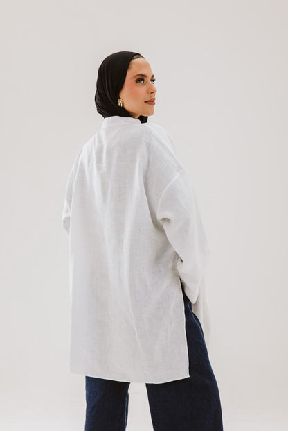 Asymmetrical Linen Shirt in White