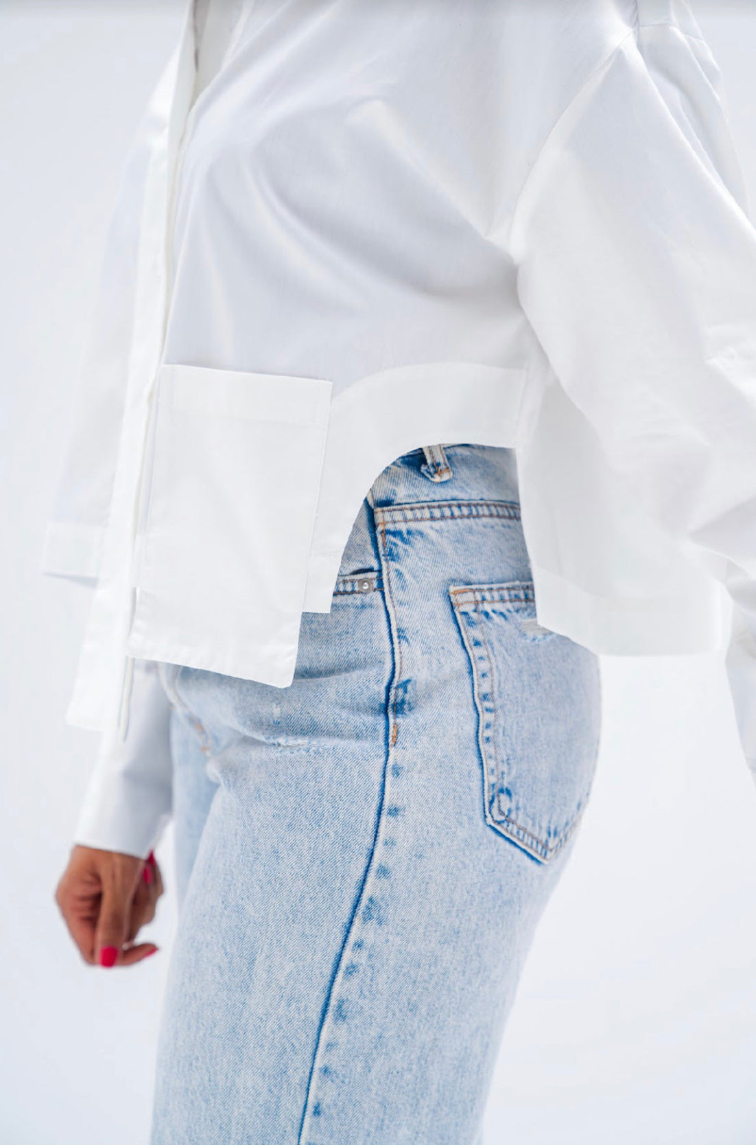 Cropped Poplin Shirt - White