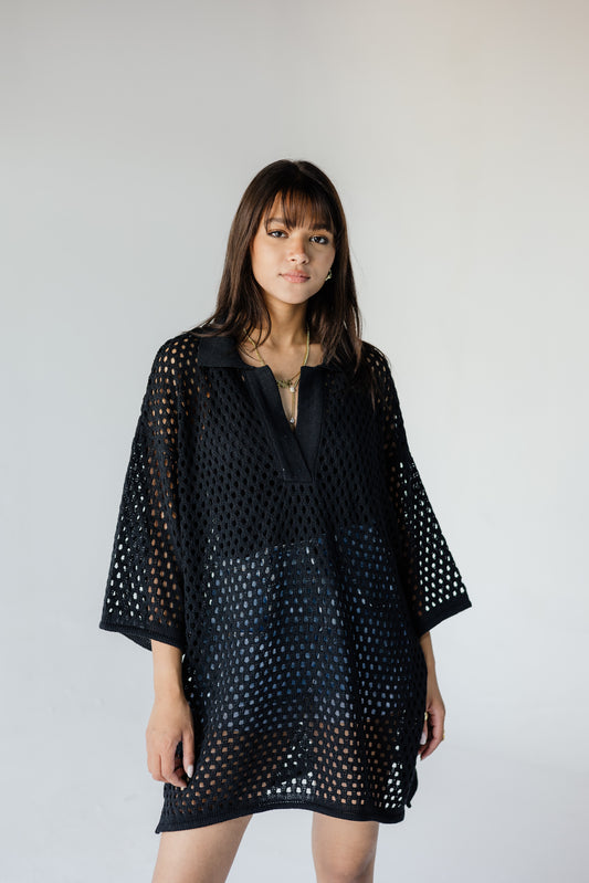 Black Crochet Oversized Shirt