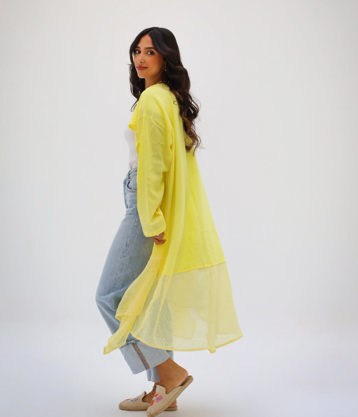 Breathe Linen kimono in yellow