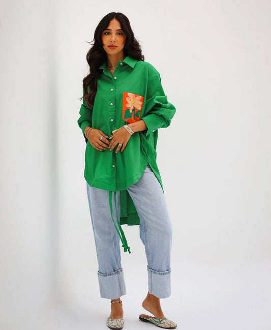 Nature oversized shirt in green