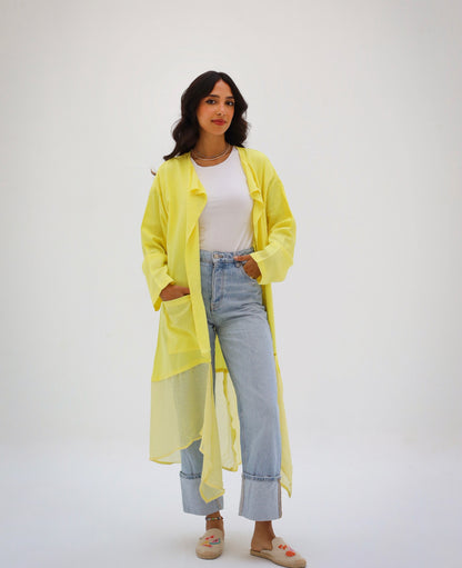 Breathe Linen kimono in yellow